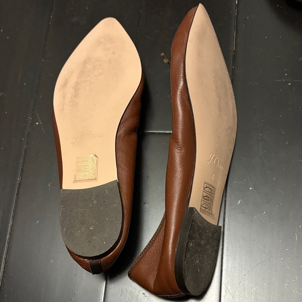 J. Crew Brown Leather Pointed Flats - Picture 2 of 3